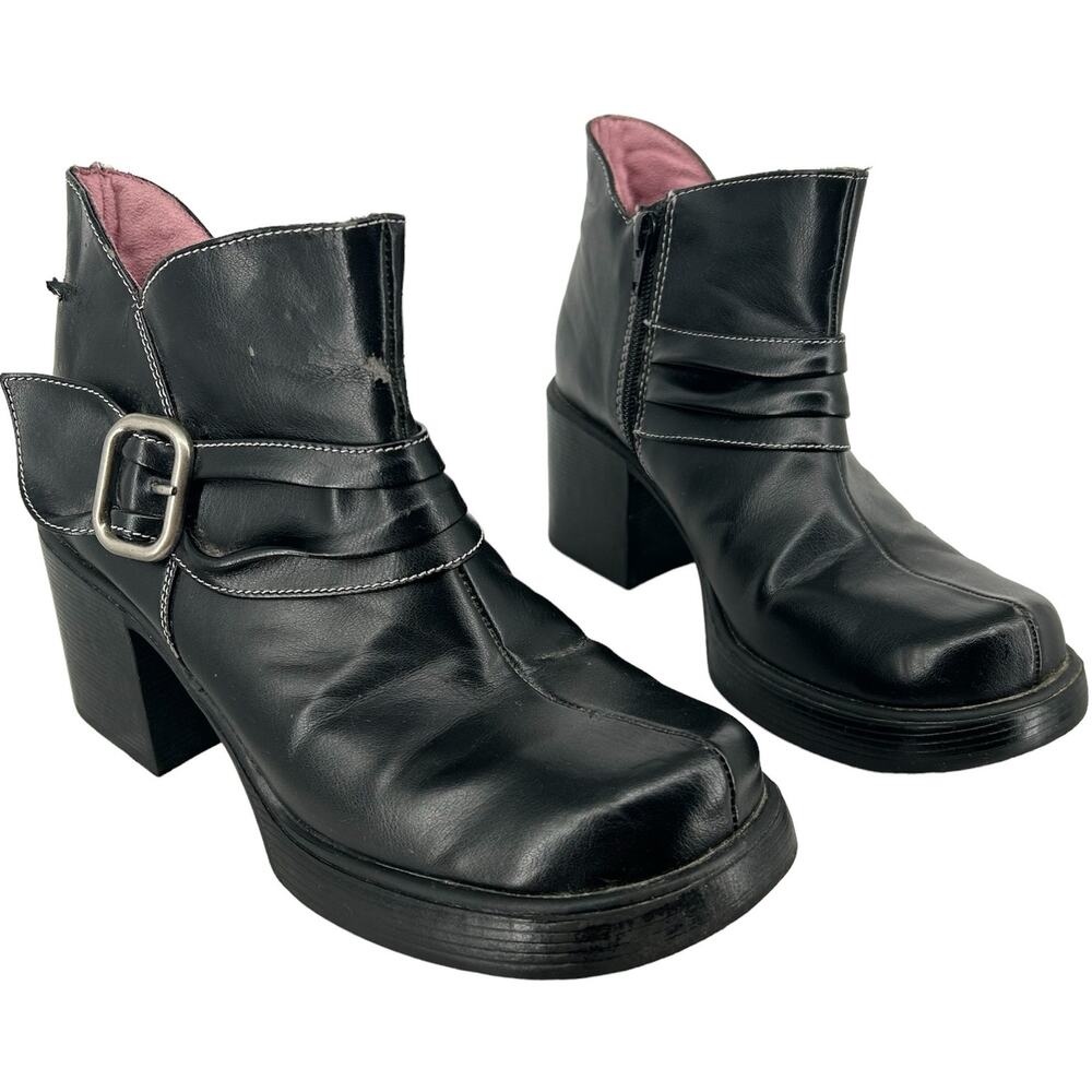 Vintage 90s Y2k women's black Arizona Jean Company‎ platform chunky combat boots